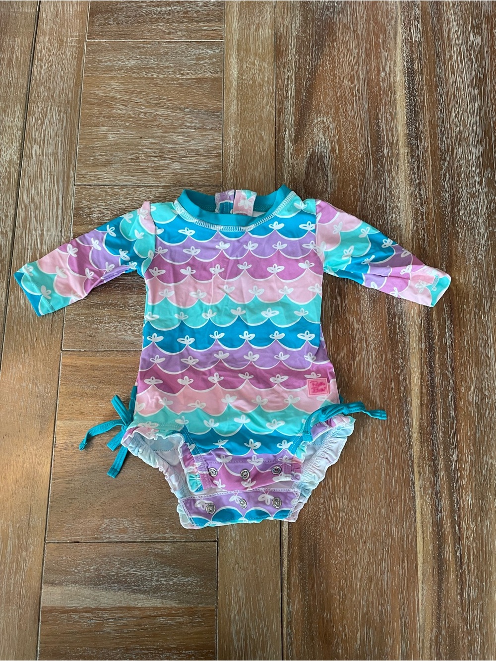 Ruffle Butts Pink Teal Purple Mermaid Rashguard Swim Suit